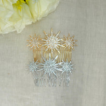 Load image into Gallery viewer, Celestial Star Bridal Hair Comb, Crystal Wedding Hair Accessory for Brides, Handmade Silver or Gold Slide