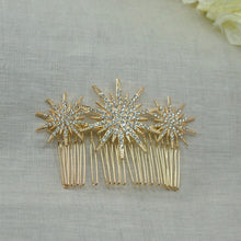 Load image into Gallery viewer, Celestial Star Bridal Hair Comb, Crystal Wedding Hair Accessory for Brides, Handmade Silver or Gold Slide