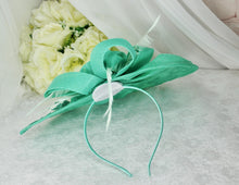 Load image into Gallery viewer, Mint Green Fascinator Hat with beautiful floral beaded details