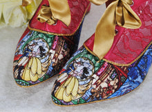 Load image into Gallery viewer, Beauty and the Beast Block Heel Bridal Boots UK8