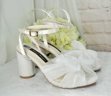 Load image into Gallery viewer, SILK - White Wedding Block Heel Sandals - Size UK5/US7.5
