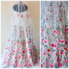 Load image into Gallery viewer, Bright Rose Embroidered Bridal Veil