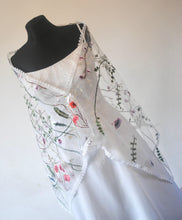 Load image into Gallery viewer, Embroidered Floral Shawl Scarf Wrap Head Covering Mantilla Veil