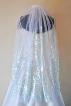 Load image into Gallery viewer, Embroidered Wedding Veil, Floral Wedding Veil, Flower Wedding Veil