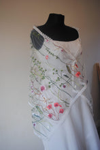 Load image into Gallery viewer, Embroidered Floral Shawl Scarf Wrap Head Covering Mantilla Veil