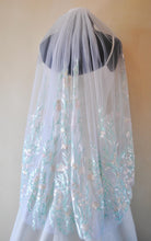 Load image into Gallery viewer, Embroidered Wedding Veil, Floral Wedding Veil, Flower Wedding Veil