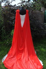 Load image into Gallery viewer, Wedding Cape - Chiffon Bridal Cloak with Lace - Red | 200cm Alternative Wedding Veil Floor Length Winter Wedding