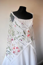 Load image into Gallery viewer, Embroidered Floral Shawl Scarf Wrap Head Covering Mantilla Veil