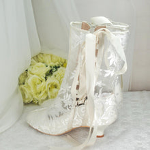 Load image into Gallery viewer, Ivory Lace Bridal Boots, UK3/US5.5