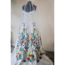 Load image into Gallery viewer, a white wedding dress with flowers and butterflies on it