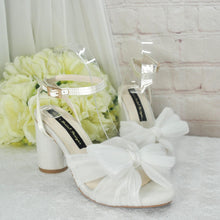 Load image into Gallery viewer, SILK - White Wedding Block Heel Sandals - Size UK5/US7.5