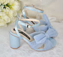 Load image into Gallery viewer, Blue Wedding Bridal Heels with Bow  UK2/US5