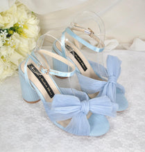 Load image into Gallery viewer, Blue Wedding Bridal Heels with Bow  UK2/US5