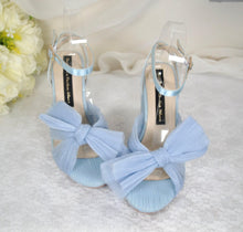 Load image into Gallery viewer, Blue Wedding Bridal Heels with Bow  UK2/US5