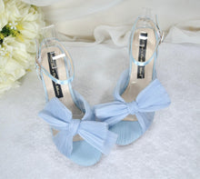 Load image into Gallery viewer, Blue Wedding Bridal Heels with Bow  UK2/US5