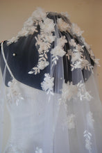 Load image into Gallery viewer, Embroidered Floral and Pearl Wedding Veil