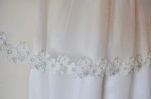 Load image into Gallery viewer, Floral Embroidered Lace Edge Bridal Veil with Sage Green Details