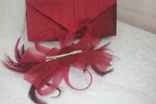Load image into Gallery viewer, Burgundy Fascinator Hat and Matching Evening Clutch Bag