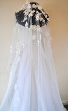 Load image into Gallery viewer, Embroidered Floral and Pearl Wedding Veil