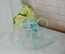 Load image into Gallery viewer, Sinamay Tear Drop Fascinator with Flower and Feathers