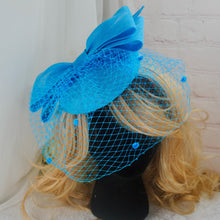Load image into Gallery viewer, Aqua Blue Satin Heels & Matching Fascinator
