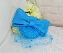 Load image into Gallery viewer, Aqua Blue Satin Heels & Matching Fascinator