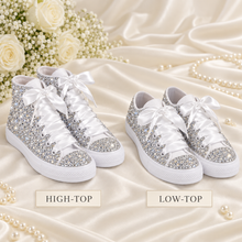 Load image into Gallery viewer, Personalised Crystal Wedding Converse – Custom Bridal Trainers