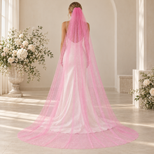 Load image into Gallery viewer, Pink Glitter Wedding Veil – Blush, Nude, Pink & Champagne | 75–500 cm