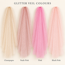 Load image into Gallery viewer, Pink Glitter Wedding Veil – Blush, Nude, Pink & Champagne | 75–500 cm