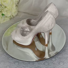 Load and play video in Gallery viewer, Satin and Lace Bridal Shoes