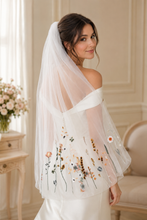 Load image into Gallery viewer, Secret Garden – Finger Tip Embroidered Edge Veil – 100cm