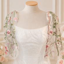 Load image into Gallery viewer, Detachable Bridal Sleeves | Embroidered Wild Flower Removable Wedding Sleeves