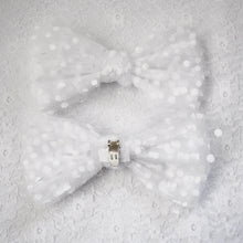 Load image into Gallery viewer, Organza Polka Shoe Bow Clips
