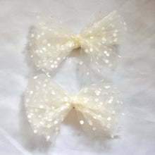 Load image into Gallery viewer, Organza Polka Shoe Bow Clips