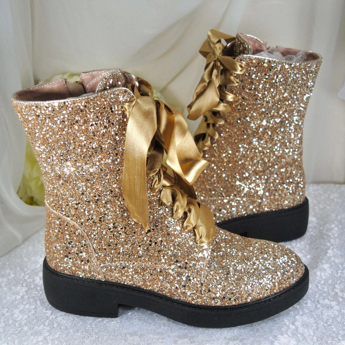 Lace up best sale glitter boots