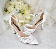 Load image into Gallery viewer, Lace Bridal Shoes | Tulle Bridal Bow