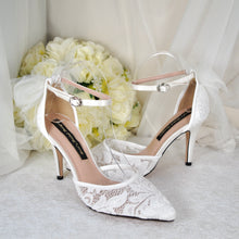 Load image into Gallery viewer, Lace Bridal Shoes | Tulle Bridal Bow