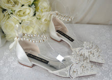 Load image into Gallery viewer, Crochet Lace Flats - Large Pearl Appliqué