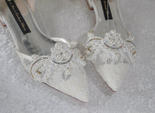 Load image into Gallery viewer, Crochet Lace Flats - Small Pearl Appliqué