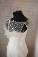Load image into Gallery viewer, Crystal Embellished Bridal Cape, Wedding Dress Cover Up