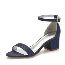 Load image into Gallery viewer, Glitter Bridal Shoes | Block Heel Wedding Shoes