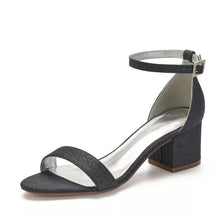 Load image into Gallery viewer, Glitter Bridal Shoes | Block Heel Wedding Shoes