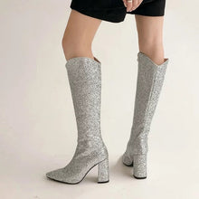 Load image into Gallery viewer, Glitter Block Heel Boots