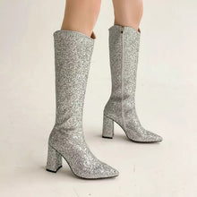 Load image into Gallery viewer, Glitter Block Heel Boots