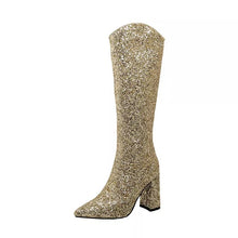 Load image into Gallery viewer, Glitter Block Heel Boots