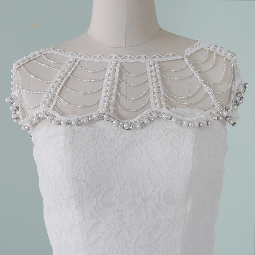 Pearl Embellished Bridal Cape, Wedding Dress Cover Up