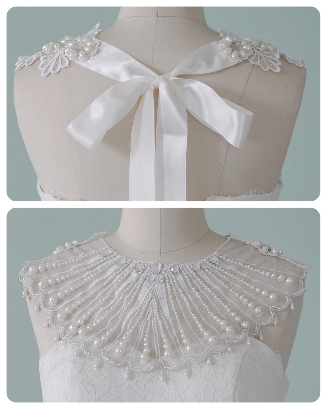 Pearl Embellished Bridal Cape, Wedding Dress Cover Up