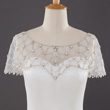 Load image into Gallery viewer, Crystal Embellished Bridal Cape, Wedding Dress Cover Up