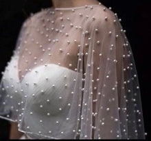 Load image into Gallery viewer, Pearl Bridal Cape, Wedding Dress Cover Up