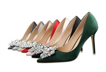 Load image into Gallery viewer, Satin Heels with Crystal Brooch | Other Colours